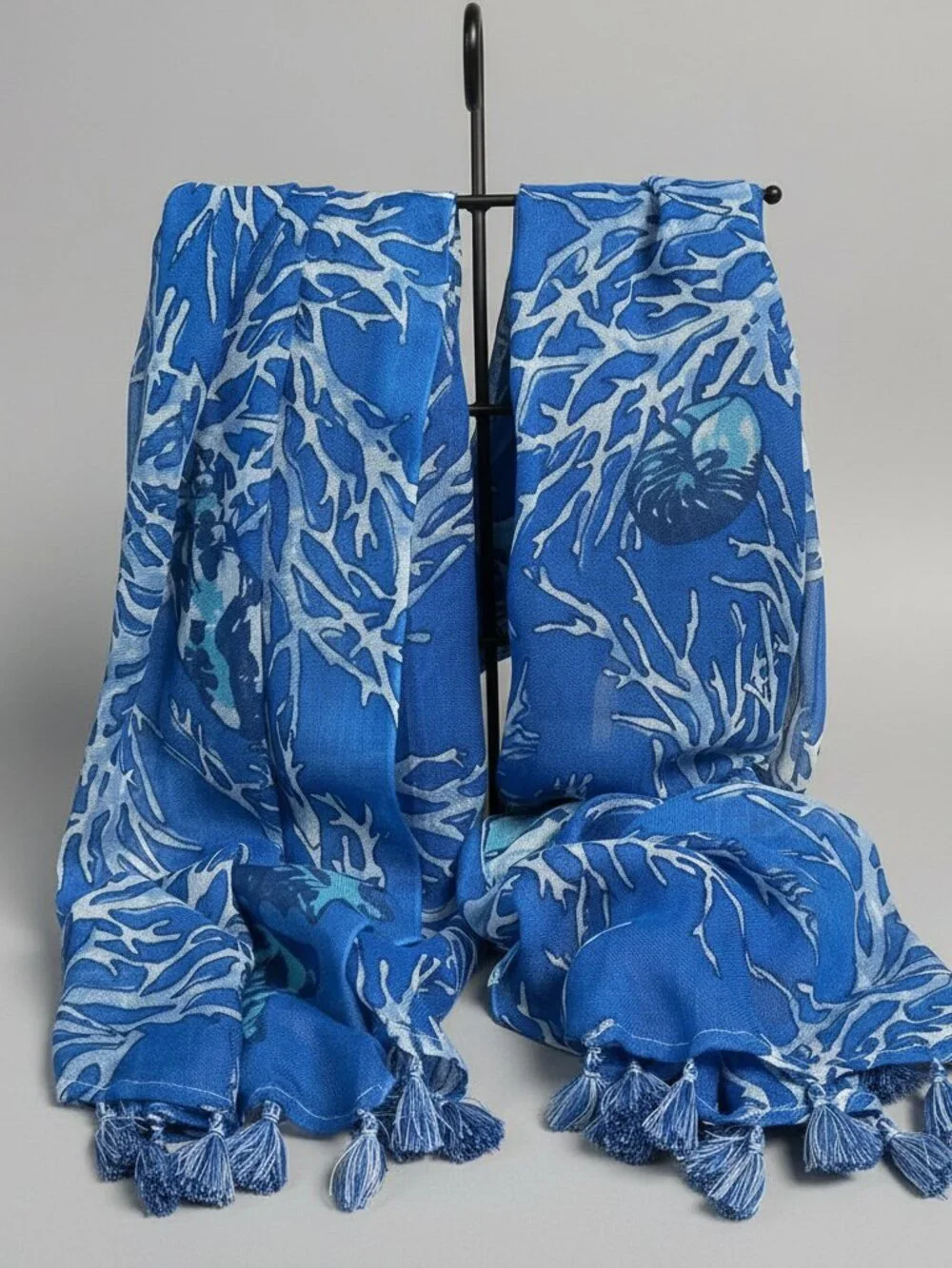 J. McLaughlin blue sea shell print scarf